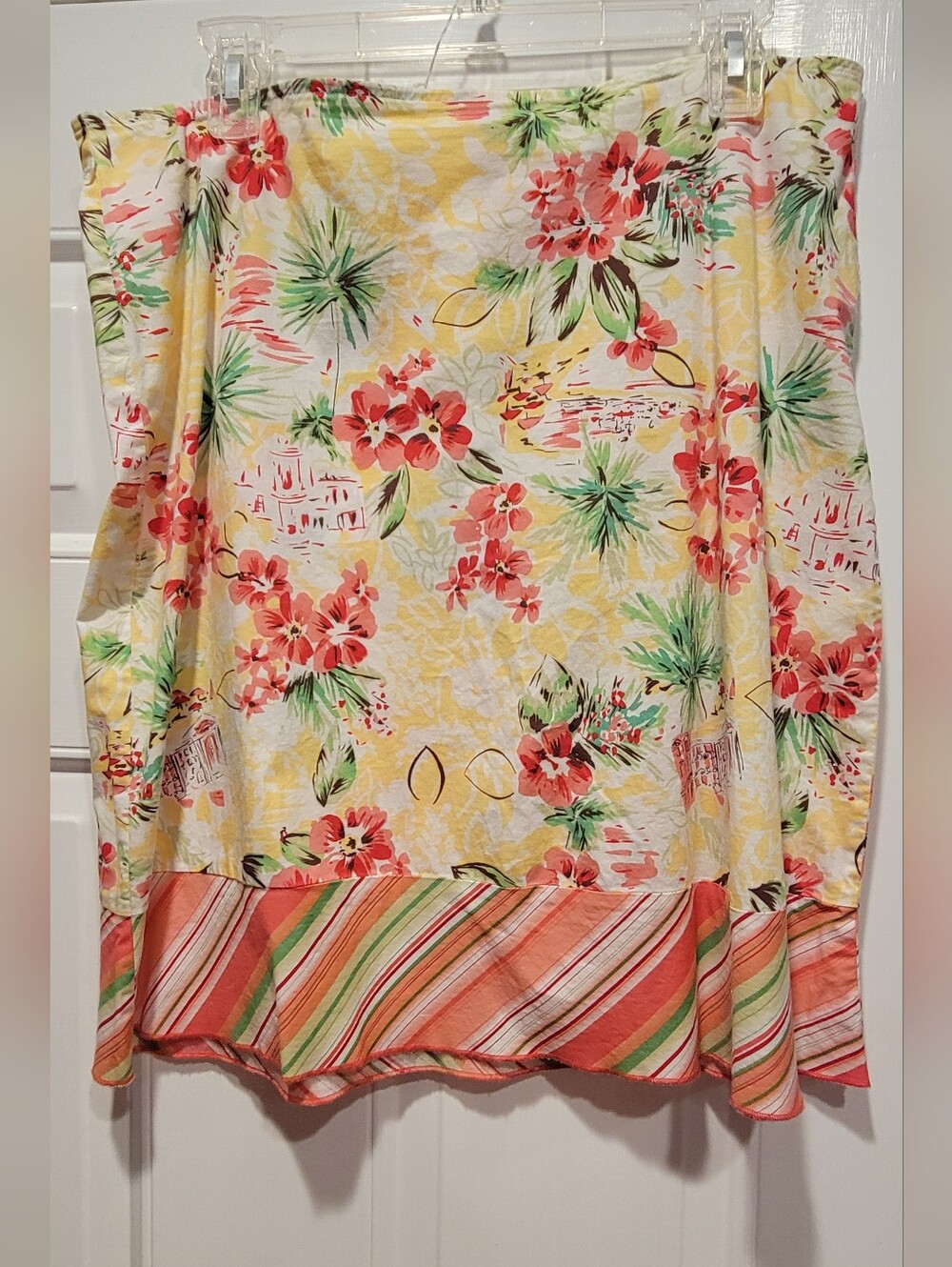 Heart Soul Yellow Floral Cotton Skirt with Pink and Green Accents